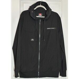 Quiksilver Full Zip Hooded Jacket Men's Size L Black Hoodie Y2K Skater Outdoors